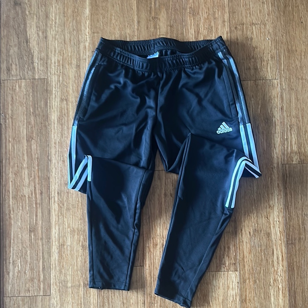 Adidas Black Joggers with Tapered Ankle Zippers